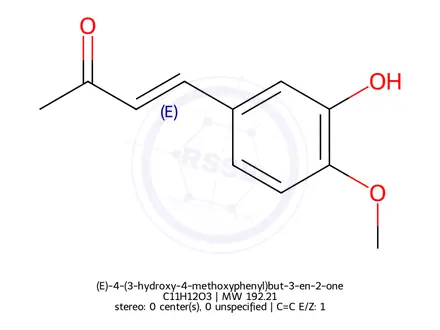 Chemical structure of (E)-4-(3-hydroxy-4-methoxyphenyl)but-3-en-2-one