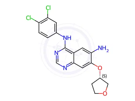 Chemical structure of (S)-N4-(3,4-Dichlorophenyl)-7-((tetrahydrofuran-3-yl)oxy)quinazoline-4,6-diamine