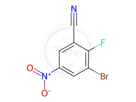Chemical structure of Benzonitrile, 3-bromo-2-fluoro-5-nitro-