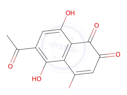 Chemical structure of 6-Acetyl-2,5,8-trihydroxy-1,4-naphthoquinone