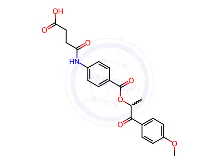 Chemical structure of 4-[(4-{[2-(4-Methoxyphenyl)-1-methyl-2-oxoethoxy]-carbonyl}phenyl)amino]-4-oxobutanoic acid