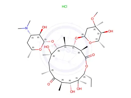 Chemical structure of Erythromycin Hydrohloride