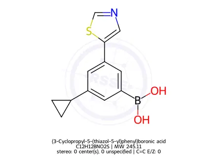 Chemical structure of (3-Cyclopropyl-5-(thiazol-5-yl)phenyl)boronic acid