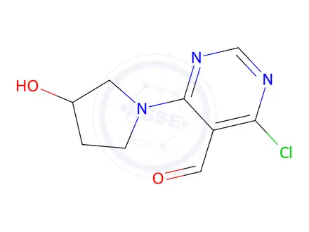 Chemical structure of 4-Chloro-6-(3-hydroxypyrrolidin-1-yl)pyrimidine-5-carbaldehyde