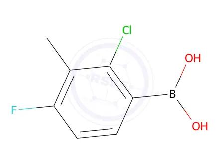 Chemical structure of 2-Chloro-4-fluoro-3-methylpheny)boronic acid