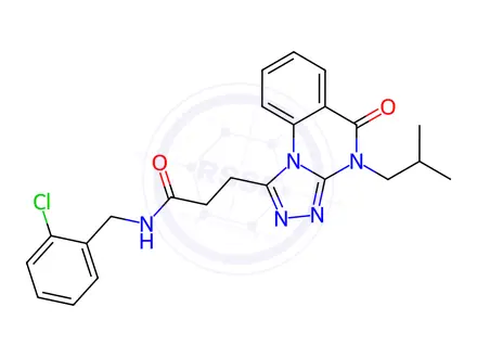 Chemical structure of N-(2-Chlorobenzyl)-3-(4-isobutyl-5-oxo-4,5-dihydro-[1,2,4]triazolo[4,3-a]quinazolin-1-yl)propanamide