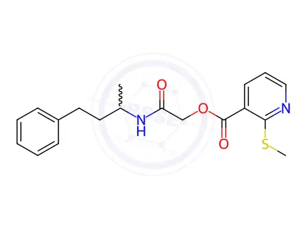 Chemical structure of 2-Oxo-2-((4-phenylbutan-2-yl)amino)ethyl 2-(methylthio)nicotinate