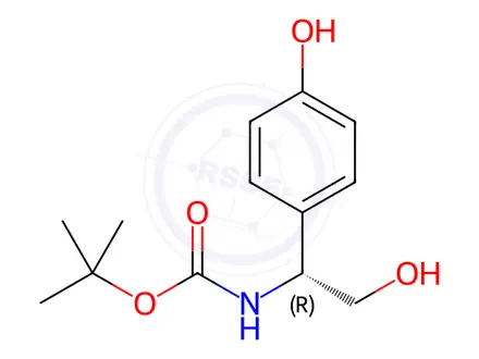 Chemical structure of Carbamic acid, N-[(1R)-2-hydroxy-1-(4-hydroxyphenyl)ethyl]-, 1,1-dimethylethyl ester