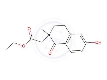 Chemical structure of Ethyl 2-(6-hydroxy-2-methyl-1-oxo-1,2,3,4-tetrahydronaphthalen-2-yl)acetate