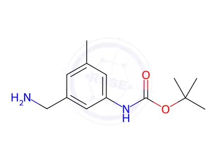 Chemical structure of Carbamic acid, N-[3-(aminomethyl)-5-methylphenyl]-, 1,1-dimethylethyl ester