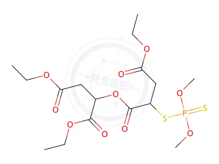 Chemical structure of 1-(1,4-diethoxy-1,4-dioxobutan-2-yl) 4-ethyl 2-((dimethoxyphosphorothioyl)thio)succinate