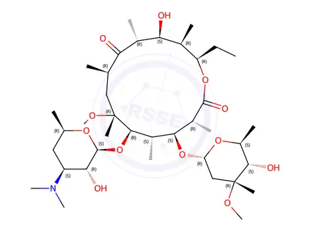 Chemical structure of 12-Deoxy-6-O-methylerythromycin