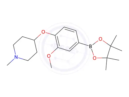 Chemical structure of 4-(2-Methoxy-4-(4,4,5,5-tetramethyl-1,3,2-dioxaborolan-2-yl)phenoxy)-1-methylpiperidine