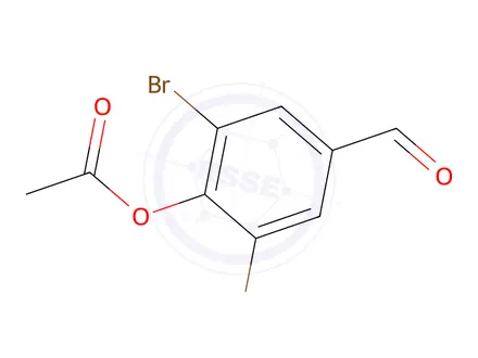 Chemical structure of 2,6-Dibromo-4-formylphenyl acetate