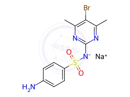 Chemical structure of sodium N-(5-bromo-4,6-dimethyl-2-pyrimidinyl)sulphanilamidate