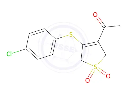 Chemical structure of 3-Acetyl-4-[(4-chlorophenyl)sulfanyl]-2,5-dihydro-1H-1lambda~6~-thiophene-1,1-dione
