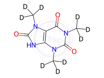 Chemical structure of 1,3,7-Trimethyluric Acid-d9