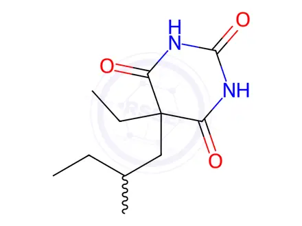 Chemical structure of 5-ethyl-5-(2-methylbutyl)barbituric acid