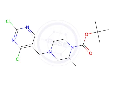 Chemical structure of tert-butyl 4-((2,4-dichloropyrimidin-5-yl)methyl)-2-methylpiperazine-1-carboxylate