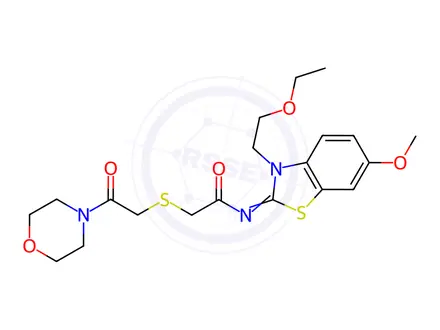 Chemical structure of N-(3-(2-Ethoxyethyl)-6-methoxybenzo[d]thiazol-2(3H)-ylidene)-2-((2-morpholino-2-oxoethyl)thio)acetamide