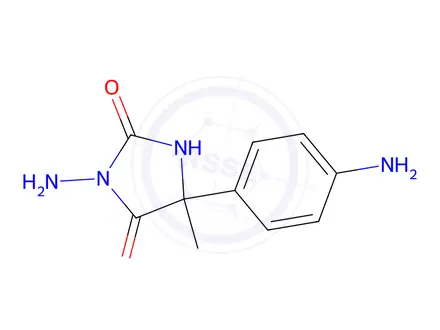 Chemical structure of 3-amino-5-(4-aminophenyl)-5-methylimidazolidine-2,4-dione
