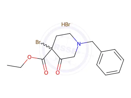 Chemical structure of Ethyl 1-benzyl-4-bromo-3-oxopiperidine-4-carboxylate hydrobromide