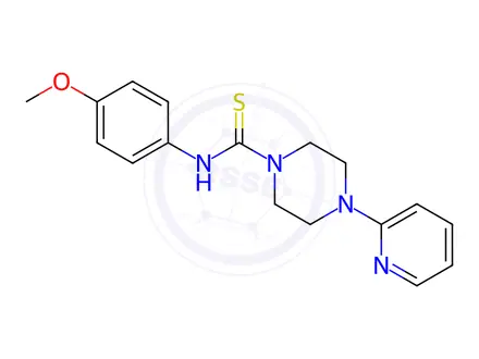 Chemical structure of N-(4-Methoxyphenyl)-4-(pyridin-2-yl)piperazine-1-carbothioamide