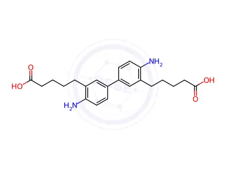 Chemical structure of 4,4'-Diamino-(1,1'-biphenyl)-3,3'-dipentanoic acid