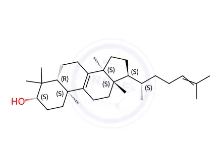 Chemical structure of (13α,14β,17α,20s)-5α-Lanosta-8,24-dien-3β-ol