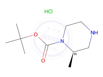 Chemical structure of tert-Butyl (R)-2-methylpiperazine-1-carboxylate hydrochloride