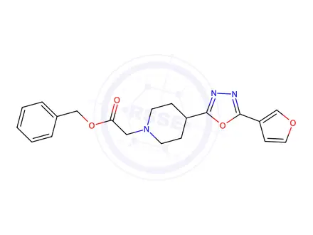 Chemical structure of Benzyl 2-(4-(5-(furan-3-yl)-1,3,4-oxadiazol-2-yl)piperidin-1-yl)acetate