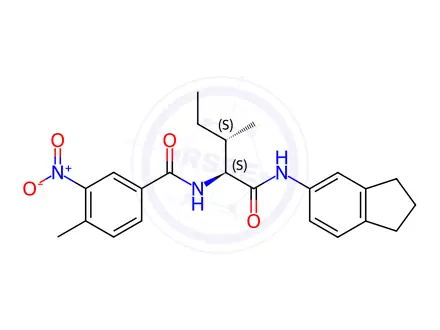 Chemical structure of Benzamide, N-[1-[[(2,3-dihydro-1H-inden-5-yl)amino]carbonyl]-2-methylbutyl]-4-methyl-3-nitro-(9CI)