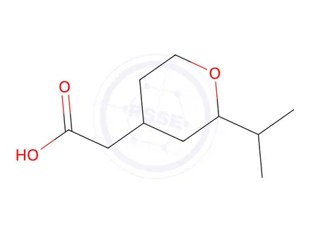 Chemical structure of 2-[2-(propan-2-yl)oxan-4-yl]acetic acid