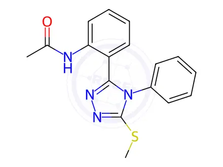 Chemical structure of N-(2-(5-(Methylthio)-4-phenyl-4H-1,2,4-triazol-3-yl)phenyl)acetamide