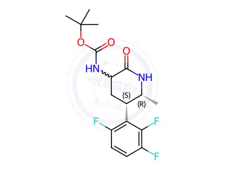Chemical structure of Tert-butyl ((5S,6R)-6-methyl-2-oxo-5-(2,3,6-trifluorophenyl)piperidin-3-yl)carbamate