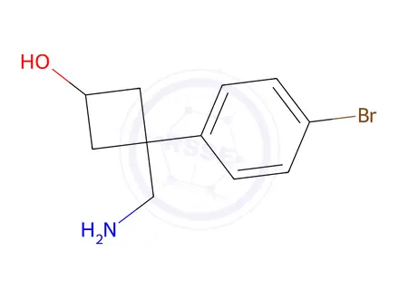 Chemical structure of 3-(Aminomethyl)-3-(4-bromophenyl)cyclobutan-1-ol