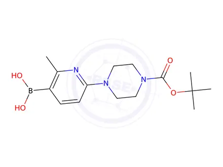 Chemical structure of 6-(4-BOC-Piperazino)-2-methylpyridine-3-boronic acid
