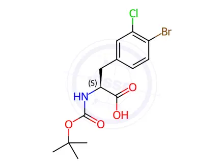 Chemical structure of N-Boc-4-bromo-3-chloro-L-phenylalanine