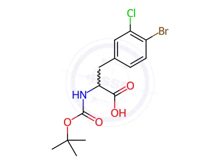 Chemical structure of N-Boc-4-bromo-3-chloro-DL-phenylalanine