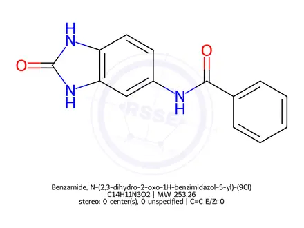 Chemical structure of Benzamide, N-(2,3-dihydro-2-oxo-1H-benzimidazol-5-yl)-(9CI)