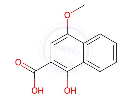 Chemical structure of 2-Naphthalenecarboxylic acid, 1-hydroxy-4-methoxy-