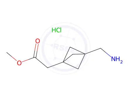 Chemical structure of Methyl 2-(3-(aminomethyl)bicyclo[1.1.1]pentan-1-yl)acetate hydrochloride