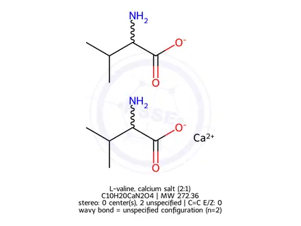Chemical structure of L-valine, calcium salt (2:1)