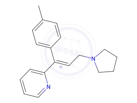 Chemical structure of 5-oxo-L-proline, compound with (E)-2-[3-(1-pyrrolidinyl)-1-(p-tolyl)prop-1-enyl]pyridine (1:1)