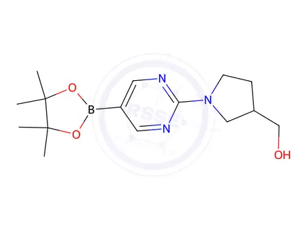 Chemical structure of {1-[5-(tetramethyl-1,3,2-dioxaborolan-2-yl)pyrimidin-2-yl]pyrrolidin-3-yl}methanol