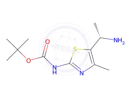 Chemical structure of tert-Butyl (S)-(5-(1-aminoethyl)-4-methylthiazol-2-yl)carbamate