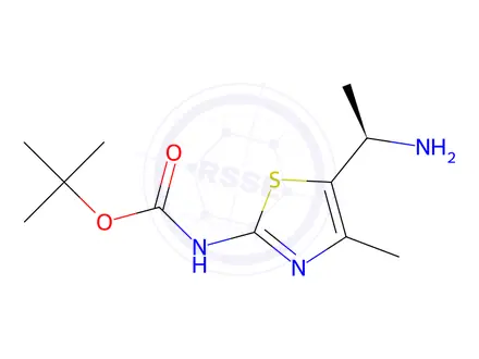 Chemical structure of tert-Butyl (R)-(5-(1-aminoethyl)-4-methylthiazol-2-yl)carbamate