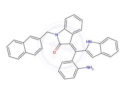 Chemical structure of (Z)-3-((2-Aminophenyl)(1H-indol-2-yl)methylene)-1-(naphthalen-2-ylmethyl)indolin-2-one
