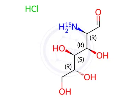 Chemical structure of 2-[15N]AMINO-2-DEOXY-D-GLUCOSE HYDROCHLORIDE