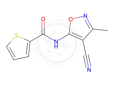 Chemical structure of N-(4-Cyano-3-methyl-1,2-oxazol-5-yl)thiophene-2-carboxamide